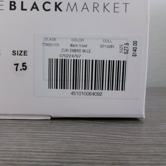 WHBM ZURI Suede Embroidered Chunky Heel Mules Sandals Warm Violet Floral 7.5 - Picture 6 of 14